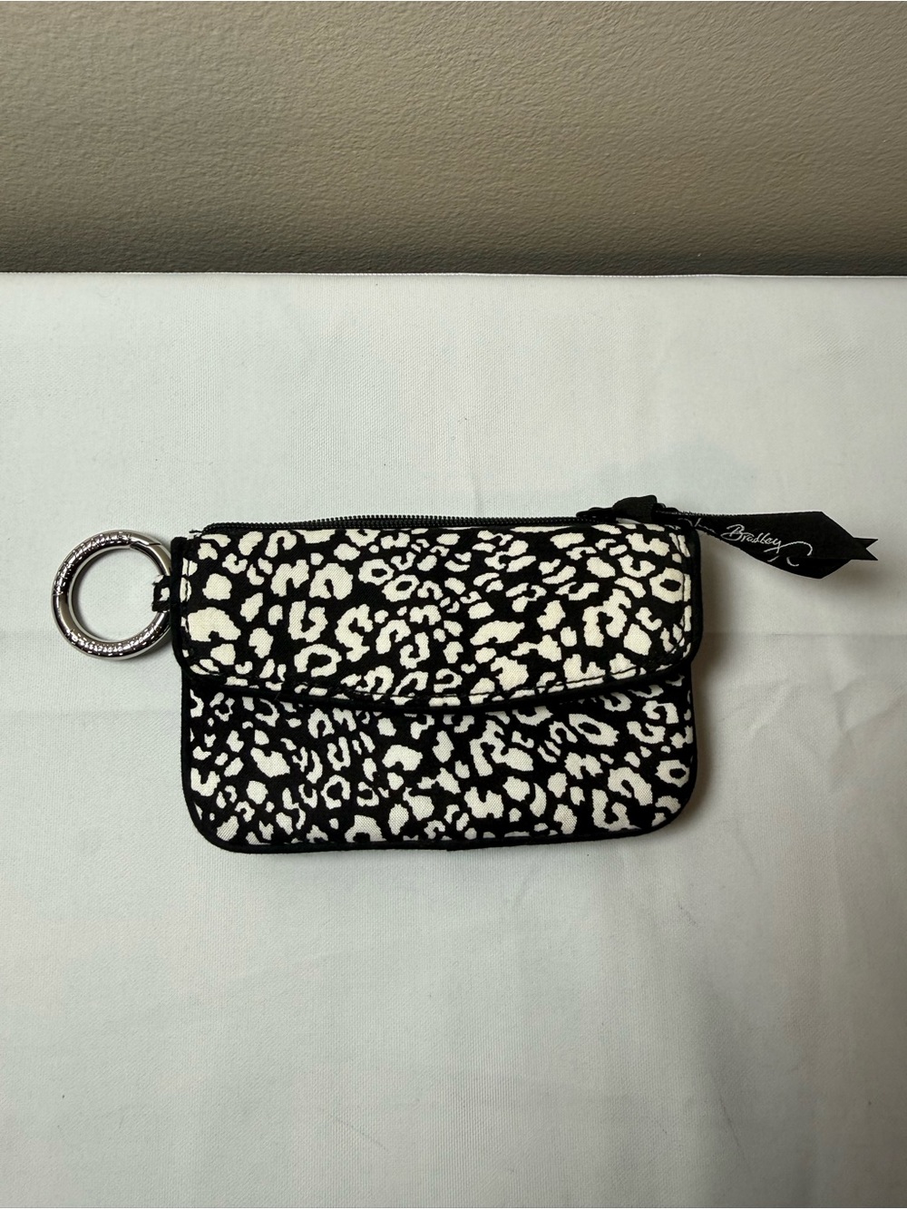 Vera Bradley Black & White Leopard-Print Zip ID Holder